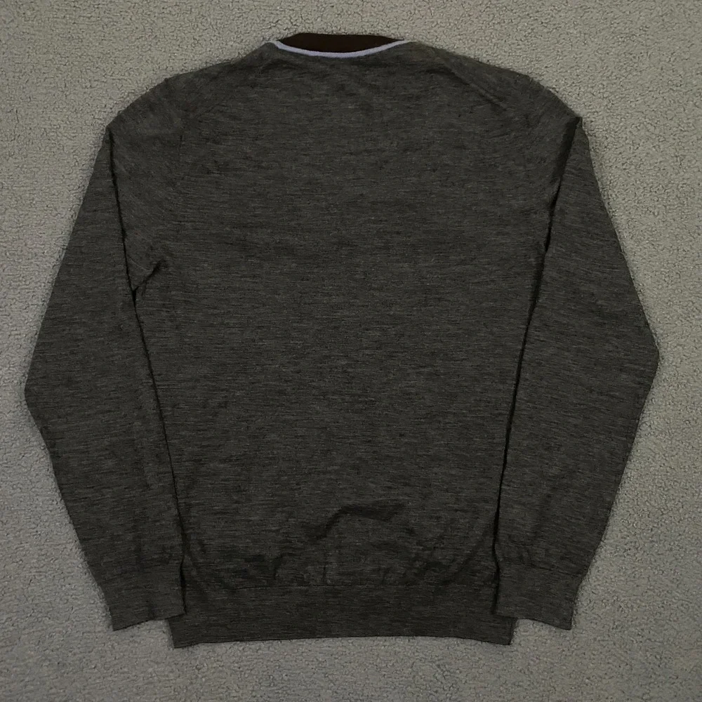 Gucci Cardigan Mens Large Charcoal Grey 100% Wool Knit Sweater Made in Italy